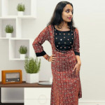 Cotton top with cotton silk patch and mirror work