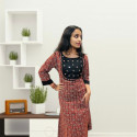 Cotton top with cotton silk patch and mirror work