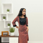Cotton top with cotton silk patch and mirror work