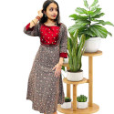 Cotton Top with Silk Patch and Mirror Work