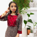 Cotton Top with Silk Patch and Mirror Work