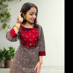 Cotton Top with Silk Patch and Mirror Work