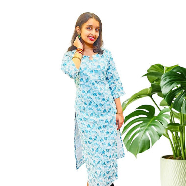 Hakoba floral print cotton kurthi