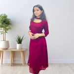 Jewel neck kurthi in Georgette material