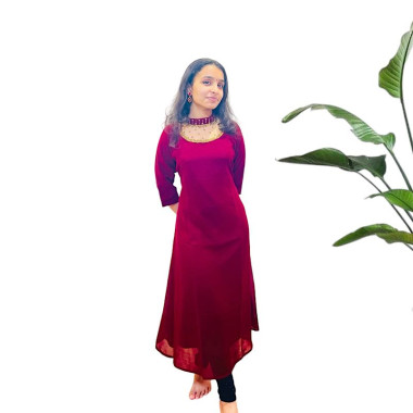 Jewel neck kurthi in Georgette material
