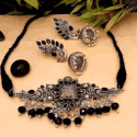 Oxocraft Black Pearl AD Jewellery Set oxidized jewellery set