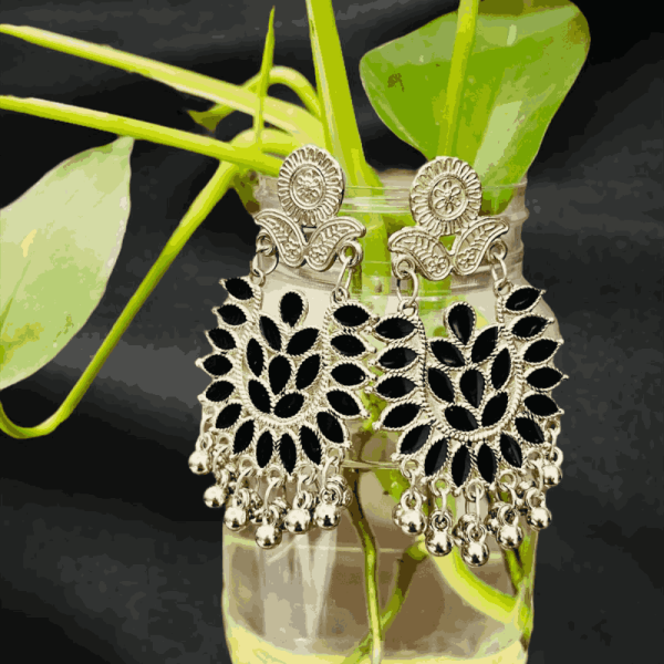 Black Stone Meenakari earrings