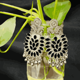 Black Stone Meenakari earrings