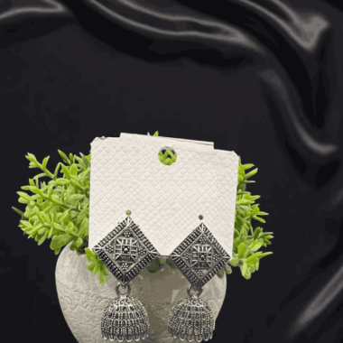 Silver Plated Small square jumkha Earrings