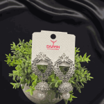 Silver Plated Small Peacock jumkha Earrings - Pattern 2