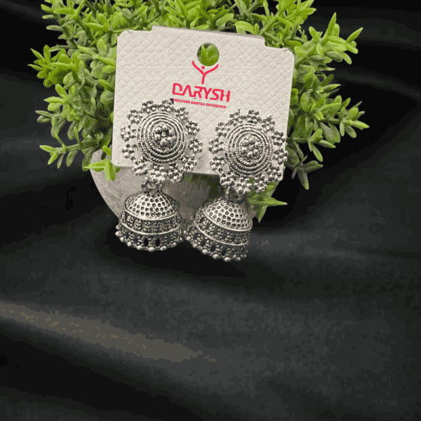 Silver Plated Small flower jumkha Earrings-2
